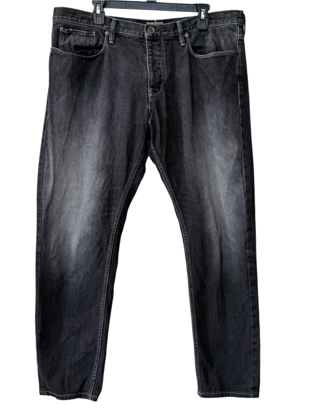 Emporio Armani men's 40 dark wash faded  black & gray denim jeans